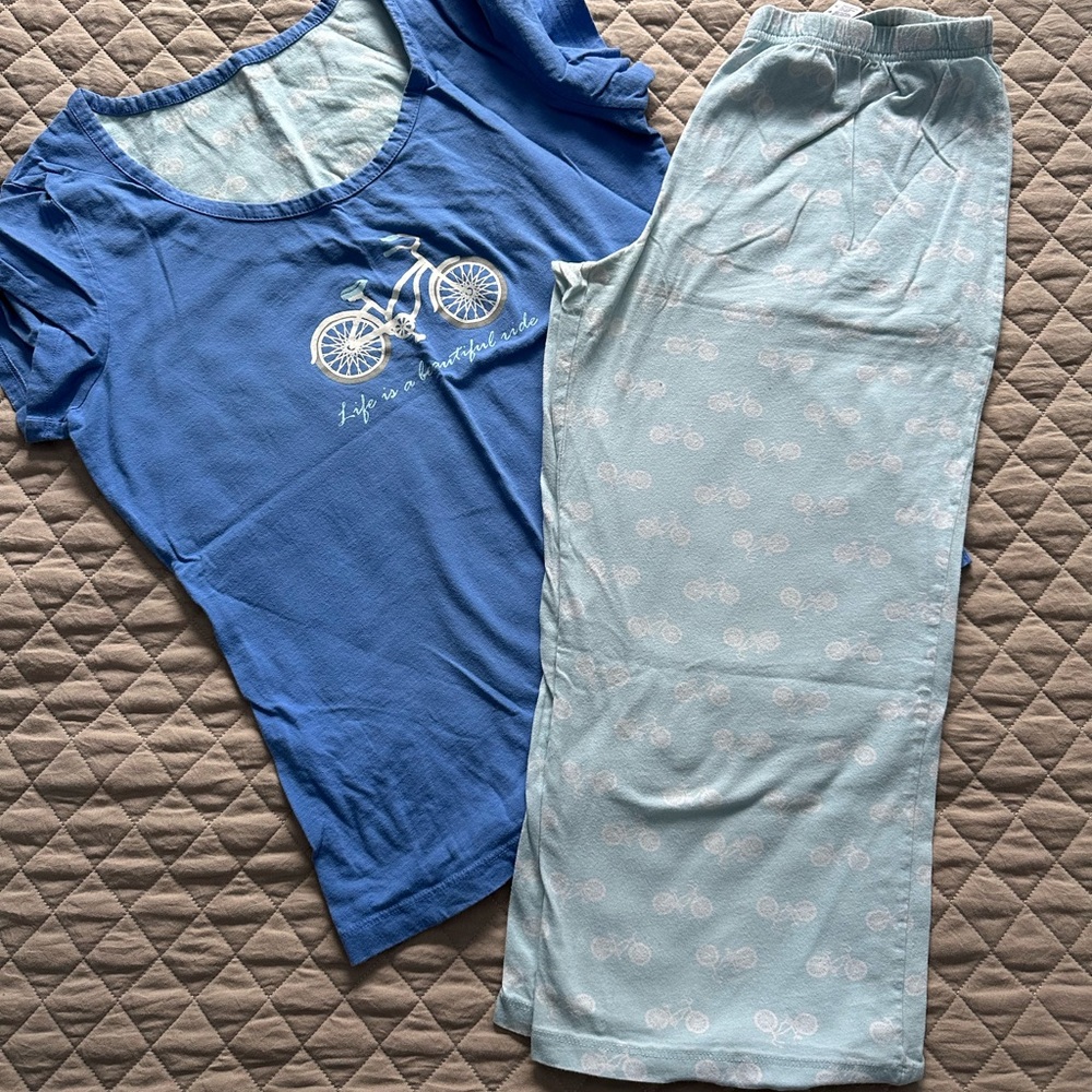 George Blue Bicycle Print Women's Pajama Set